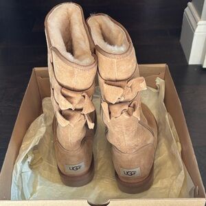 UGG Chestnut Boots with Bow Accents